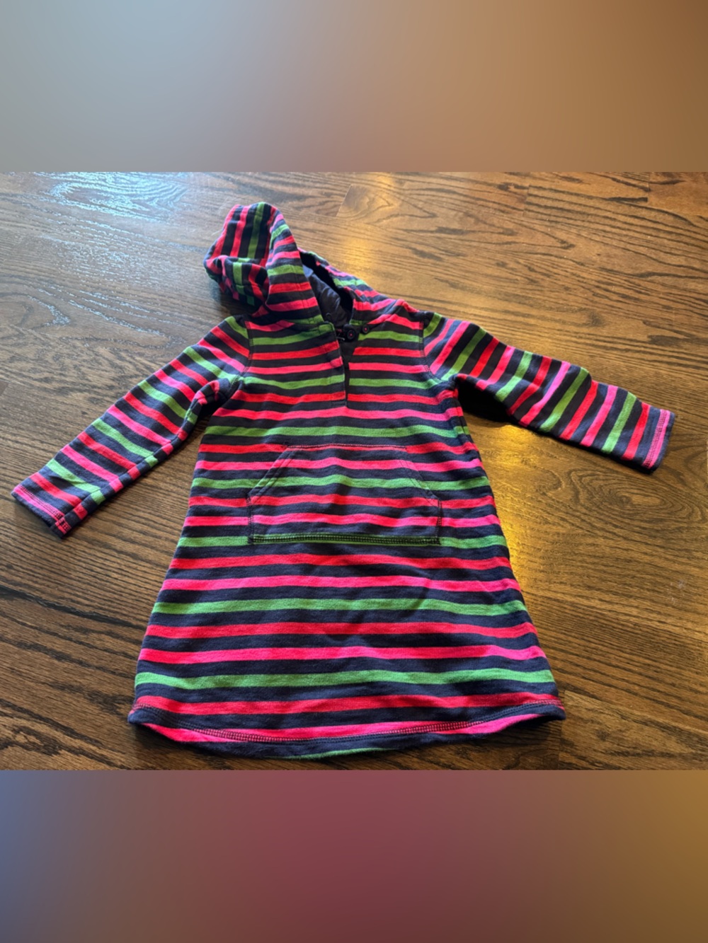 GAP Striped Hooded Dress in Navy, Pink & Green
